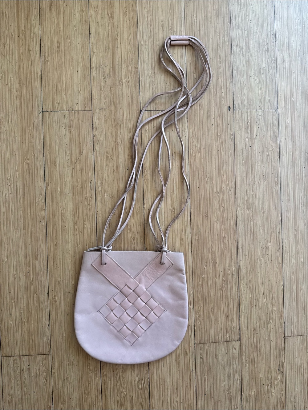Charles Jourdan Blush Pink Woven Crossbody Bag